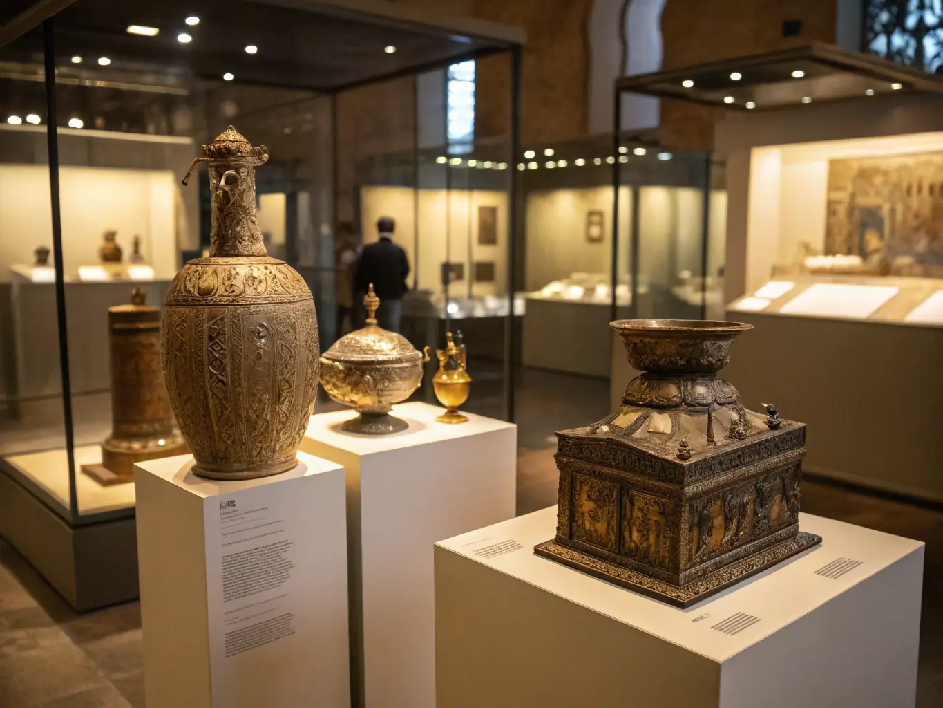 An image of a grand museum hall filled with artifacts and visitors, representing the 'Museums' category.